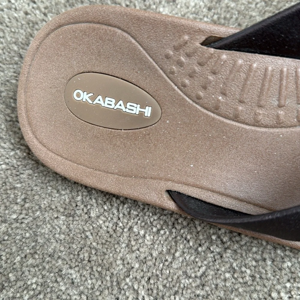 Okabashi Brown and Tan Flip Flops